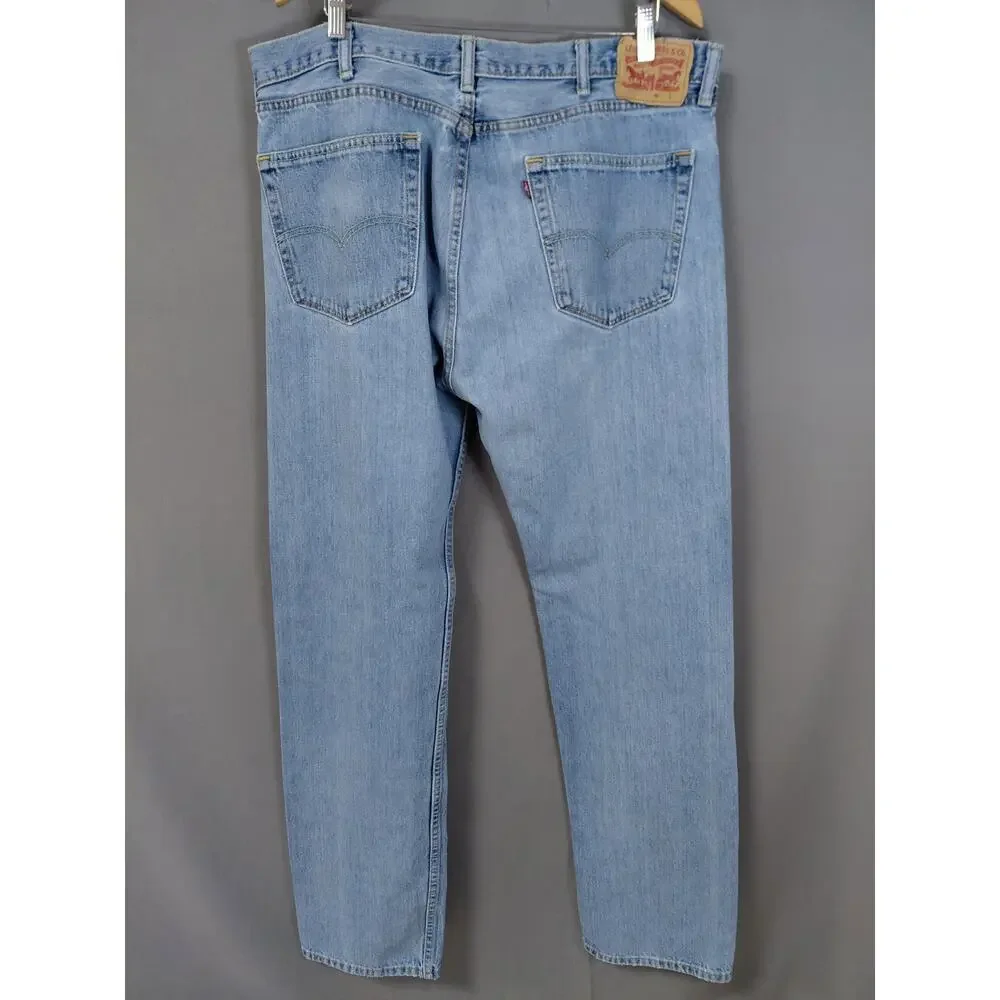 Levi's 505 Blue Light Wash Straight Leg Jeans Solid Men See Measurements